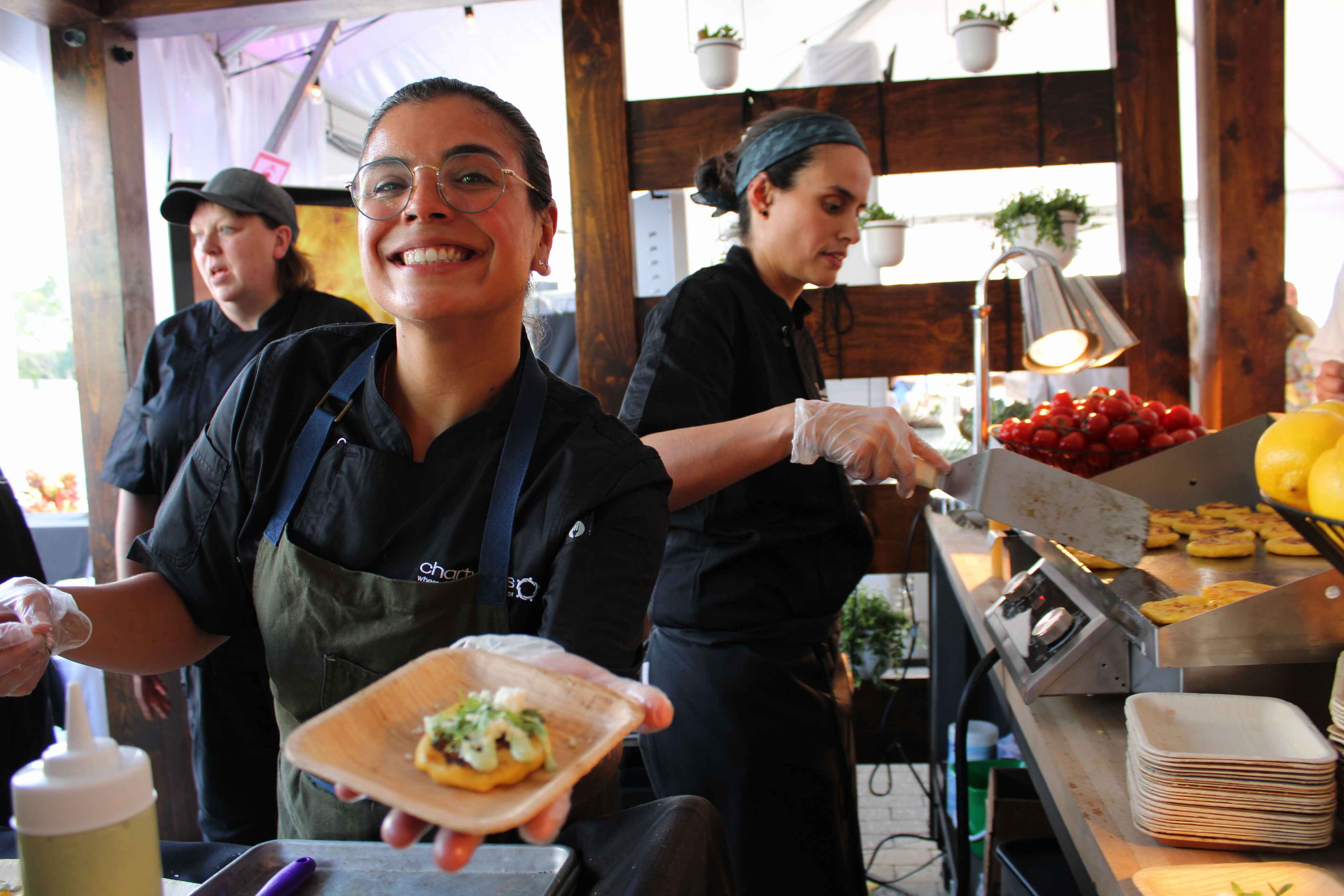 The chefs are preparing the food.